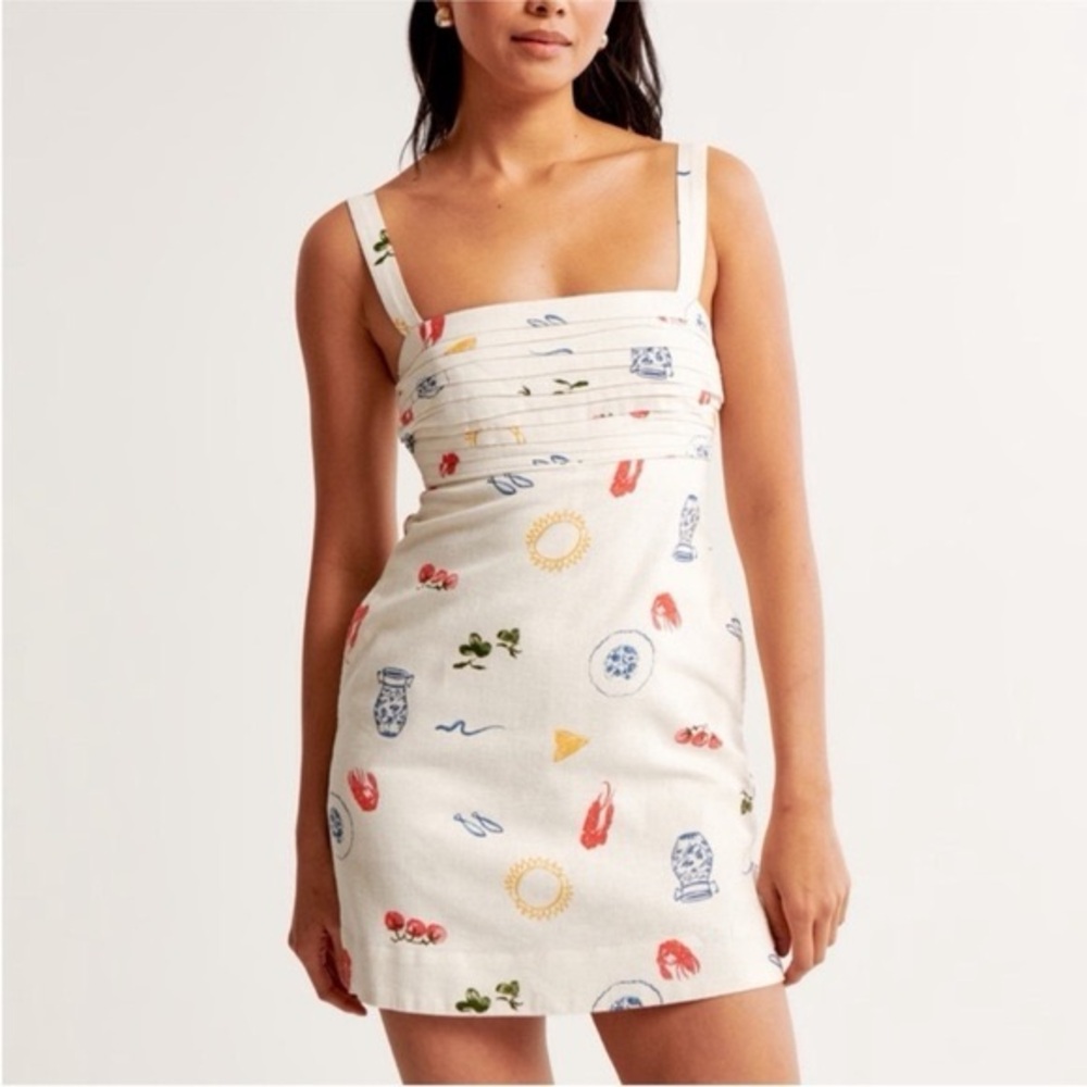 Abercrombie & Fitch Cream Mini Dress with Multicolor Nautical Motifs